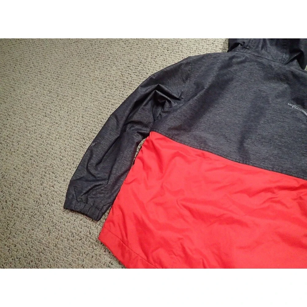 The North Face DryVent Jacket Boys 7/8 Grey Red Good Hooded Fleece‎ Lined Zip